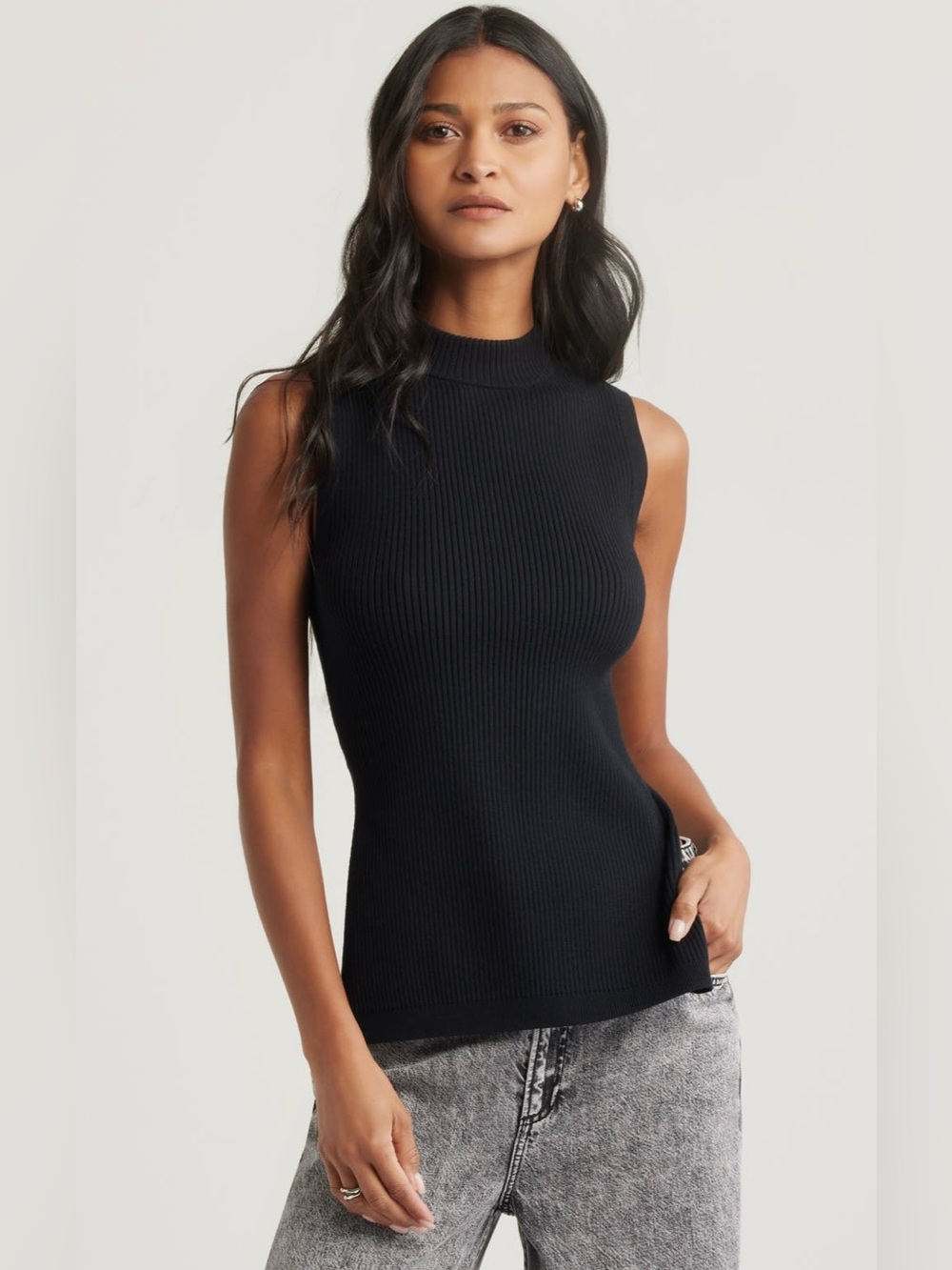OPEN EDIT 
Luxe Sculpt Tie Back Top in Black